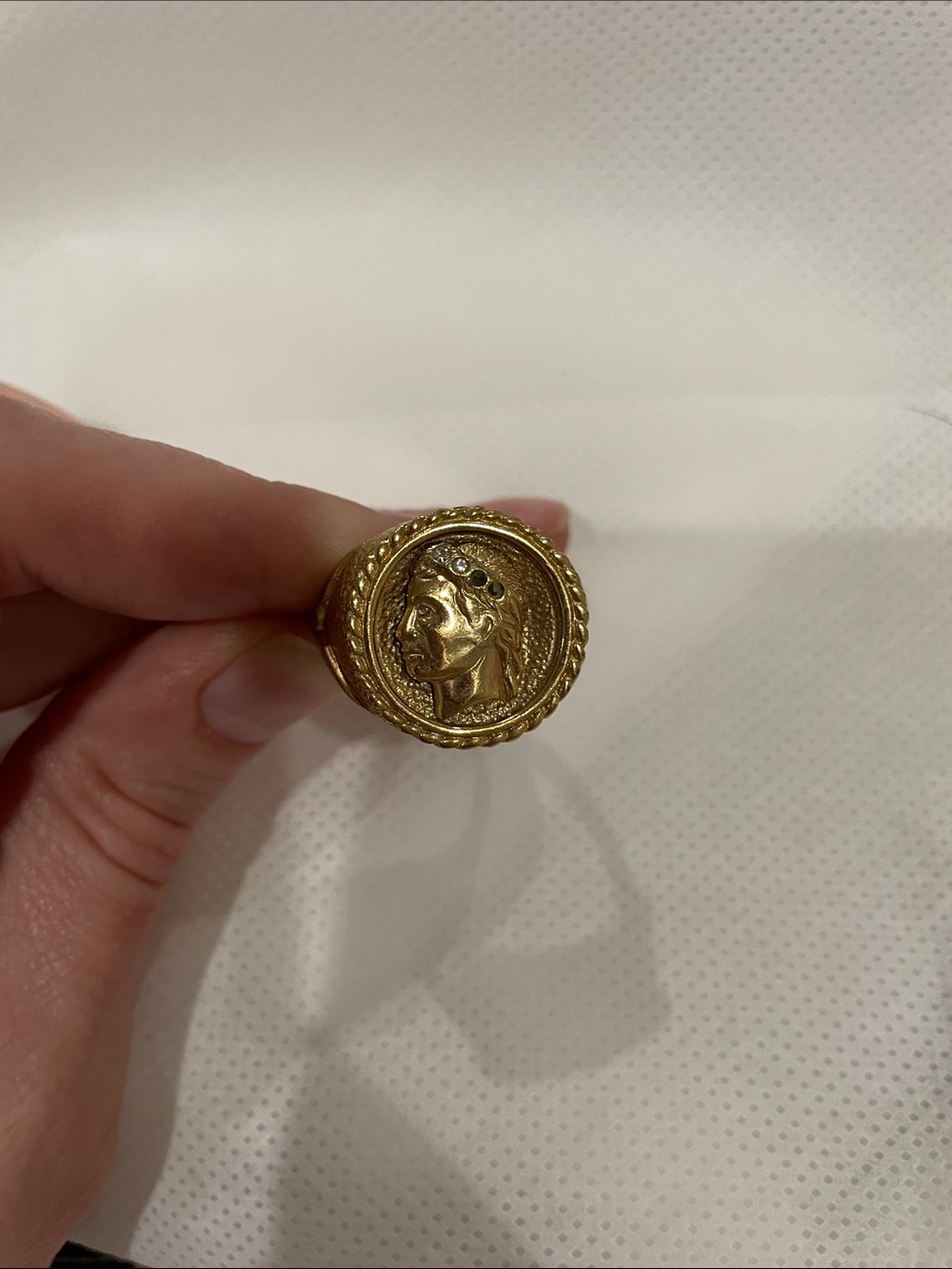 Gold Roman Coin Signet Ring - Vintage 18kt HGE
